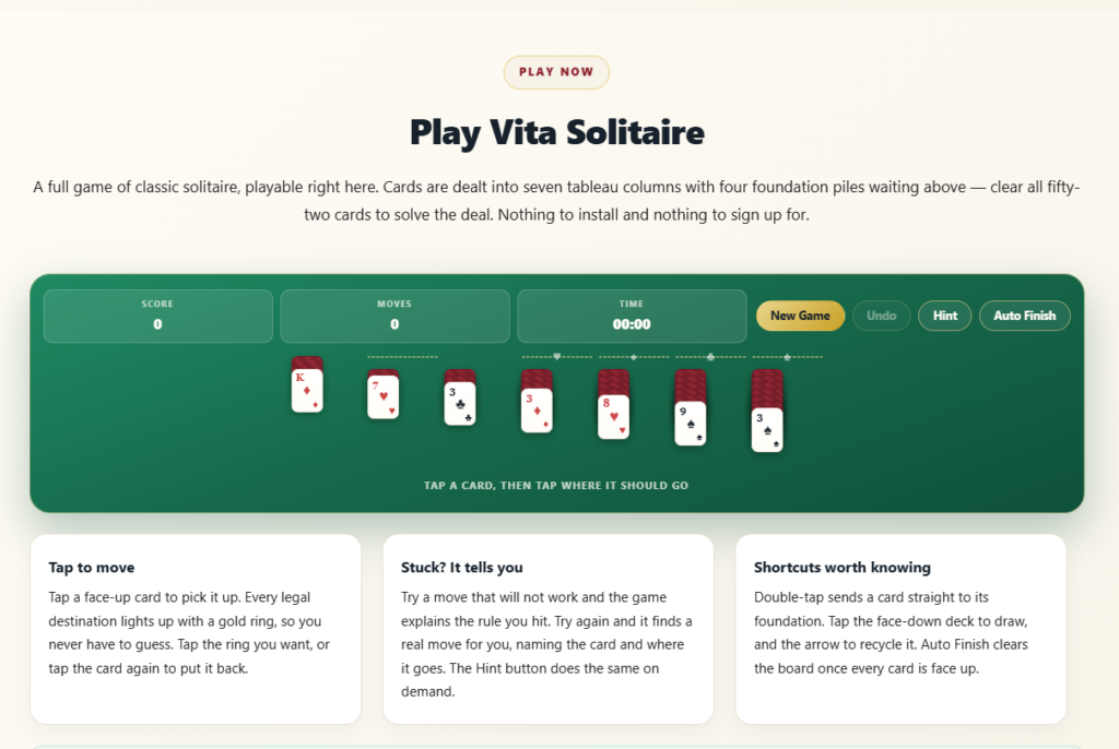 how to play vita solitaire